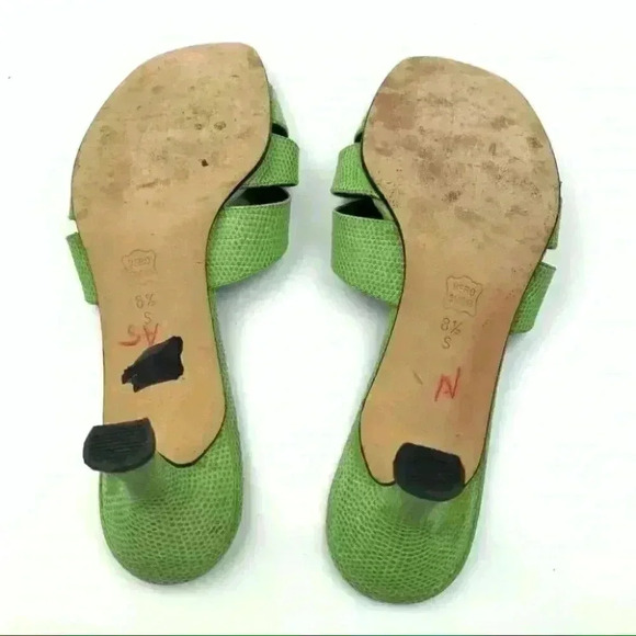 Vaneli heels 8.5 S green leather snakeskin print - Picture 7 of 11